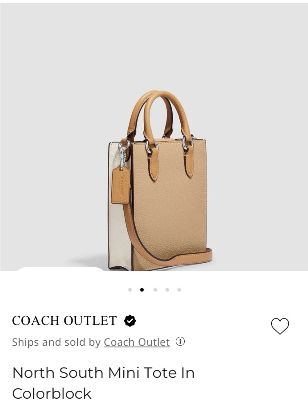 Coach North South Mini Tote in Tan and Cream Color like new